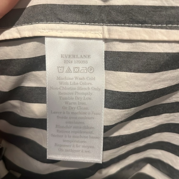 Everlane Poplin Linen Slip Dress V-Neck Black and White Stripe Size 6 Medium - Picture 12 of 12